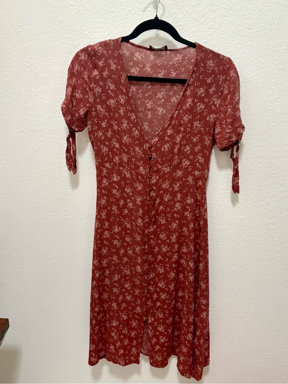 Dress Forum Rust Floral V-Neck Button Dress